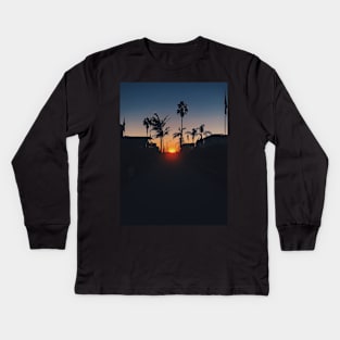 Hermosa Beach Sunset Palms Kids Long Sleeve T-Shirt